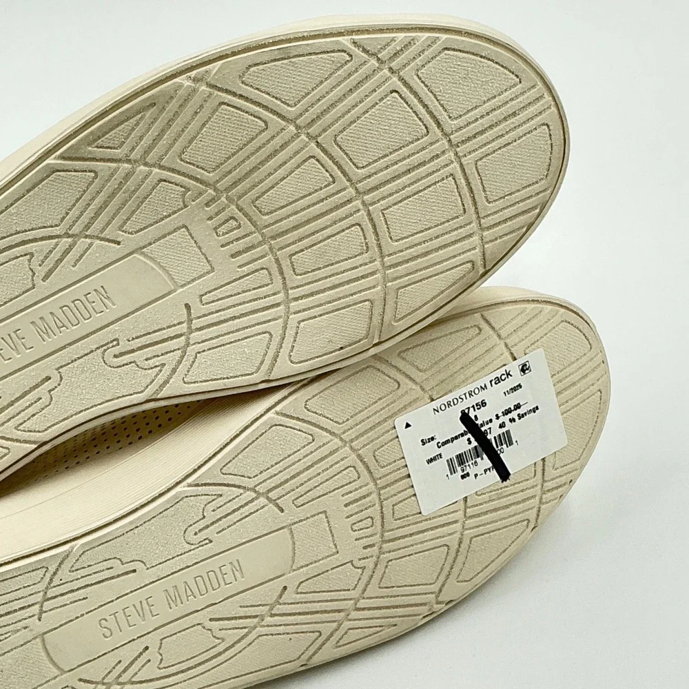 Steve Madden Mens Size 8 Cream Off White Perforated Low Top Sneakers Pyper